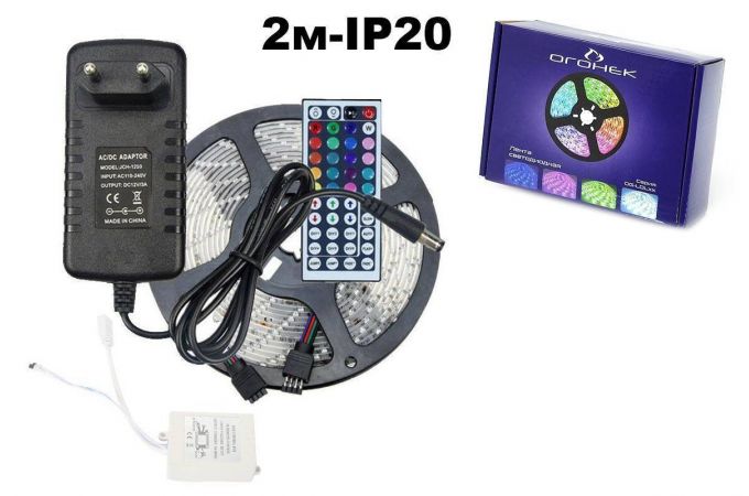 Набор LED лента мультицвет Огонек OG-LDL12 SMD (2м,IP20,блок,пульт)