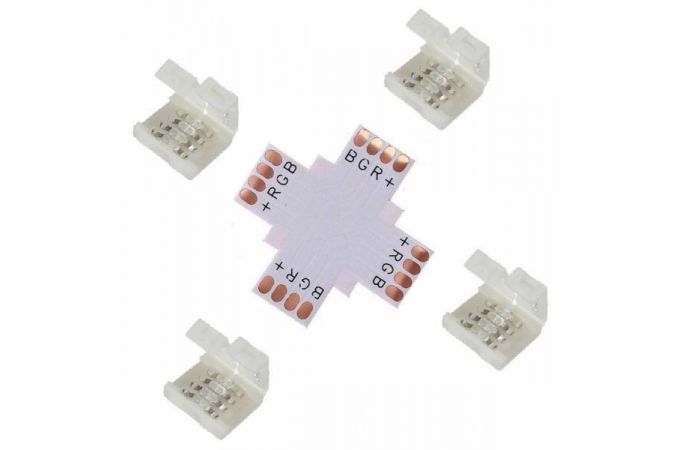 Коннектор для LED ленты RGB Огонёк TD-73 (X-образный)