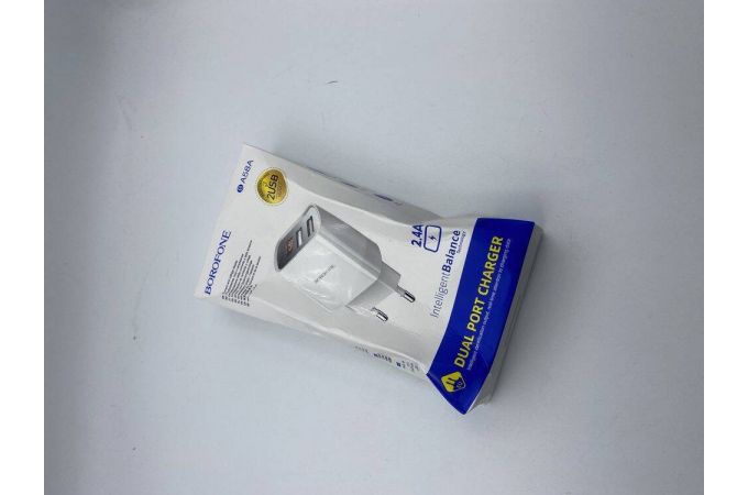 Сетевое зарядное устройство 2USB BOROFONE BA58A Mighty (белый) (УЦЕНКА! МЯТАЯ УПАКОВКА)