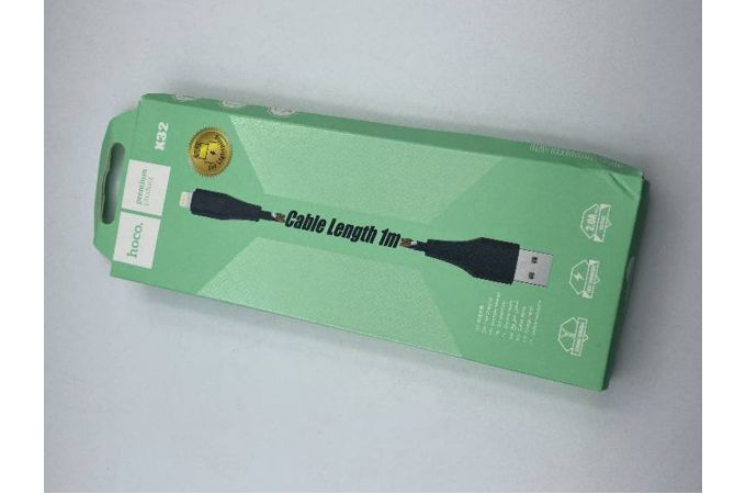 Кабель USB - Lightning HOCO X32, 2A (черный) 1м (УЦЕНКА! МЯТАЯ УПАКОВКА)