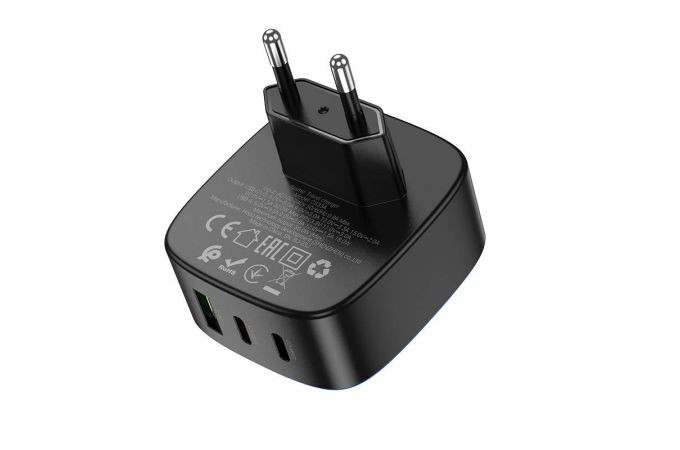 Сетевое зарядное устройство USB + 2USB-C HOCO CS33A PD30W+ QC3.0 (черный)