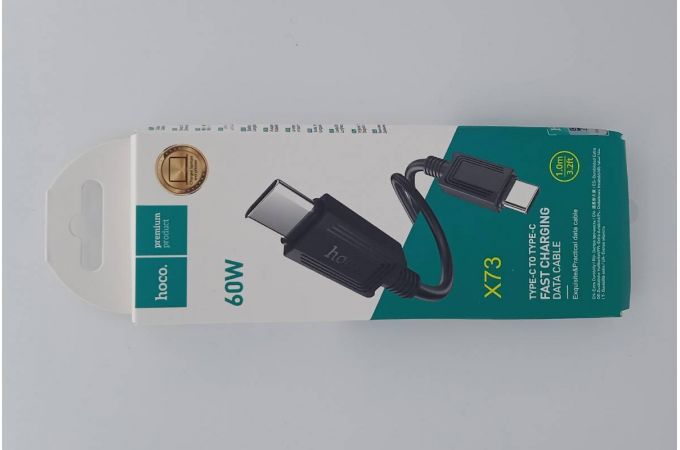 Кабель USB Type-C - USB Type-C HOCO X73 PD60W (черный) 1м (УЦЕНКА! МЯТАЯ УПАКОВКА)