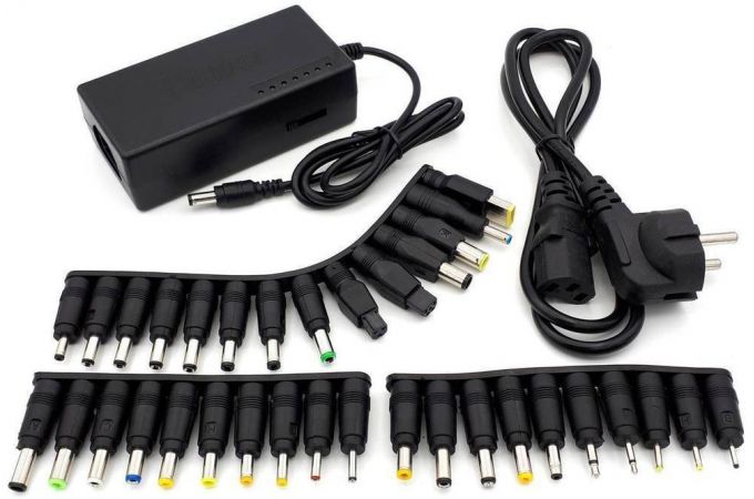 Универсальное зарядное устройство для ноутбука 90W + 34 переходника 2pin (ручной выбор напряжения)