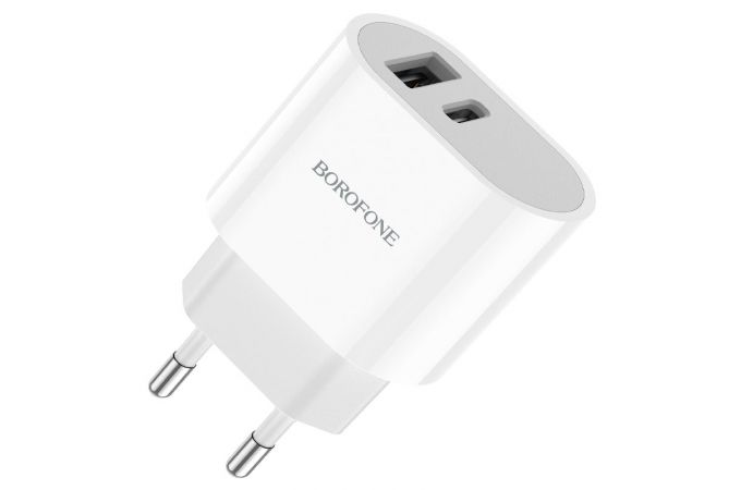 Сетевое зарядное устройство USB-C + кабель Lightning - Type-C BOROFONE BA62A (белый)