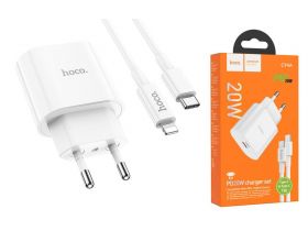 Сетевое зарядное устройство USB-C + кабель Lightning - Type-C HOCO C94A Metro PD+QC 3.0 быстрая зарядка (белый)