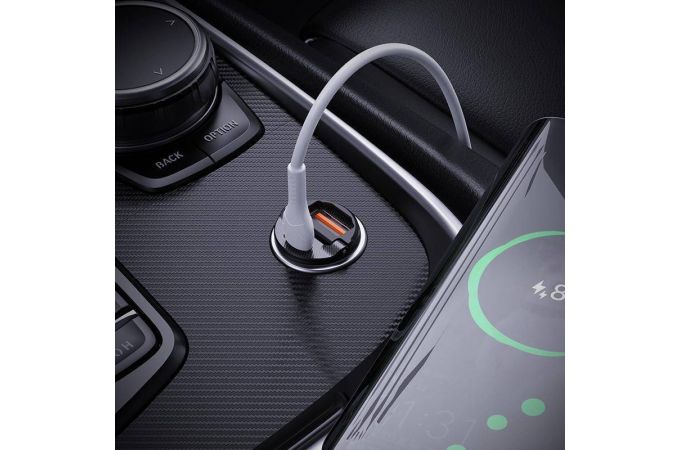 Автомобильное зарядное устройство АЗУ USB + кабель Type-C HOCO NZ2 30W+QC3.0 (черный)