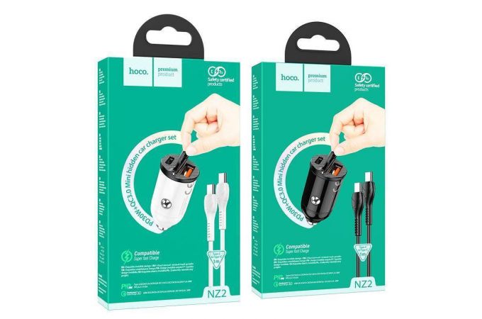 Автомобильное зарядное устройство АЗУ USB + кабель Type-C HOCO NZ2 30W+QC3.0 (черный)
