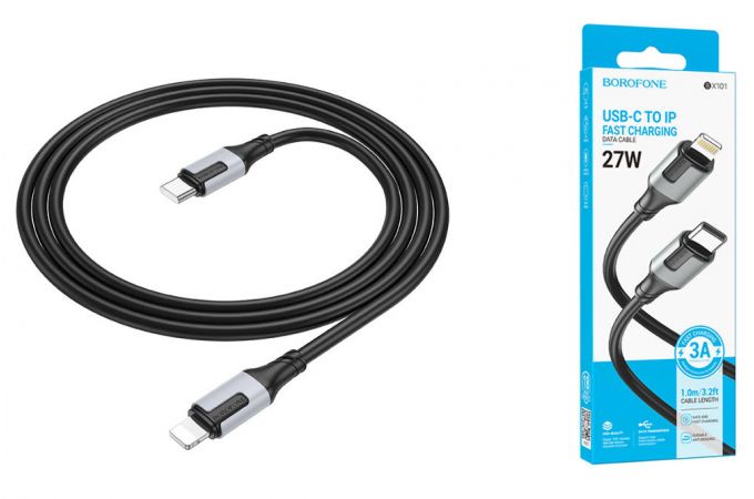 Кабель USB Type-C - Lightning BOROFONE BX101 (черный) 1м