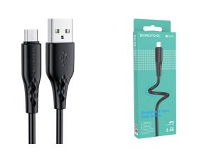 Кабель USB - MicroUSB BOROFONE BX48 3A (черный) 1м