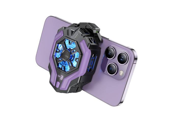 Игровой кулер HOCO GM26 охлаждающий вентилятор Ambitious cooling mobile phone fan (черно- фиолетовый)