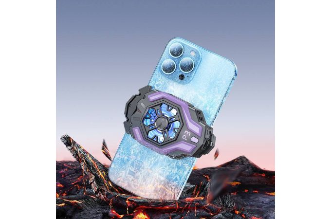 Игровой кулер HOCO GM26 охлаждающий вентилятор Ambitious cooling mobile phone fan (черно- фиолетовый)