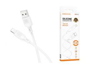 Кабель USB - Lightning BOROFONE BX113 2,4A (белый) 1м силиконовый