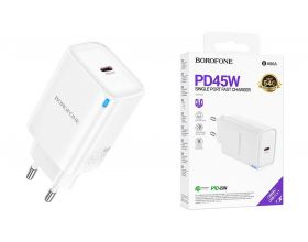 Сетевое зарядное устройство USB-C BOROFONE BA86A PD45W QC3.0 (белый)