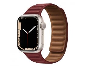 Пластиковый прорезиненный ремешок с магнитной застежкой Kingxbar для Apple Watch 42/44 mm бордовый