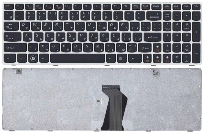 Клавиатура для ноутбука Lenovo Ideapad G580 G585 Z580 Z585 Z780 G780 черная с белой рамкой