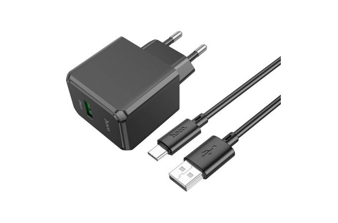 Сетевое зарядное устройство USB + кабель Type-C HOCO CS12A QC3.0 (черный)