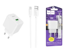 Сетевое зарядное устройство USB + кабель MicroUSB HOCO CS12A  QC3.0 (белый)