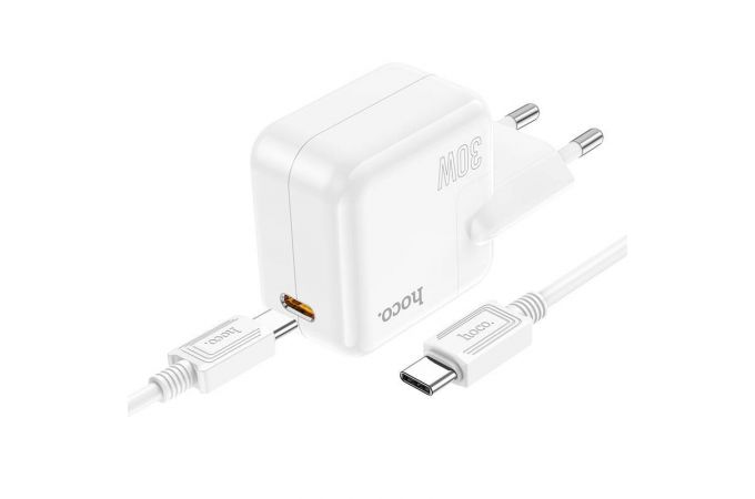 Сетевое зарядное устройство USB-C + кабель Type-C HOCO C112A PD30W (белый)