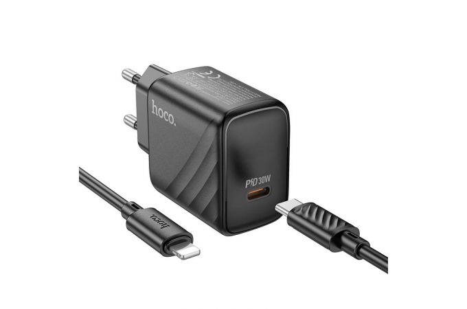 Сетевое зарядное устройство USB-C + кабель Lightning - Type-C HOCO CS22A PD30W (черный)