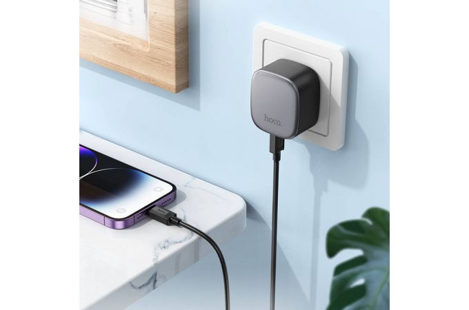 Сетевое зарядное устройство USB + USB-C + кабель Lightning - Type-C HOCO CS32A PD20W + QC3.0 (черный)