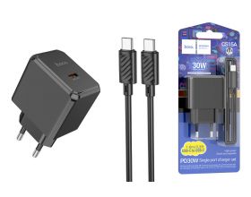 Сетевое зарядное устройство USB-C + кабель Type-C HOCO CS15A PD30W (черный)