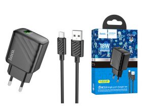 Сетевое зарядное устройство USB + кабель MicroUSB HOCO CS21A  QC3.0 (черный)