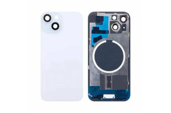 Задняя крышка (стекло) в сборе с рамкой для iPhone 15 (Blue)