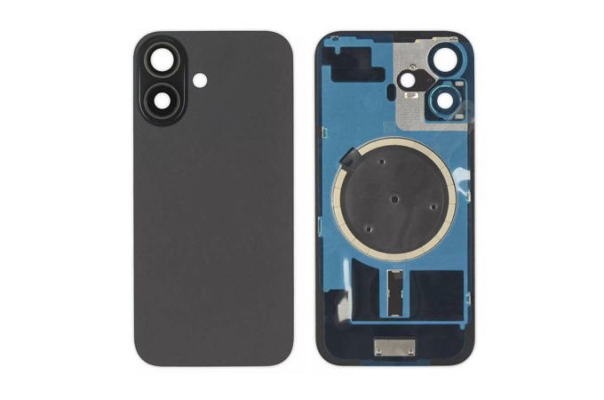 Задняя крышка (стекло) в сборе с рамкой для iPhone 16 Оригинал (Black)