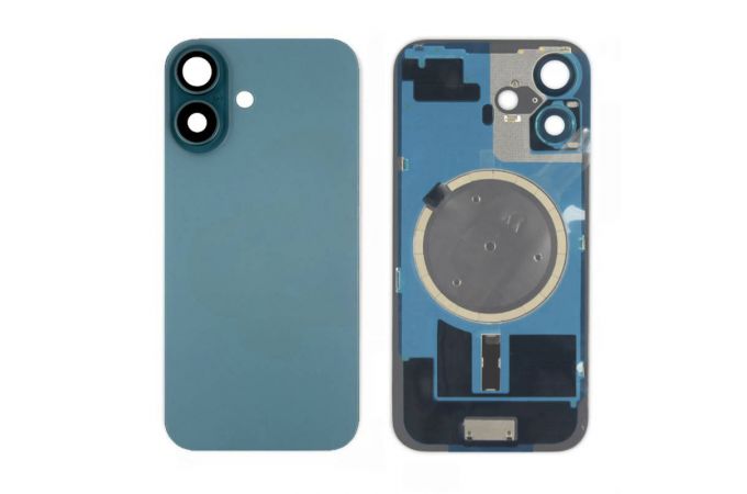 Задняя крышка (стекло) в сборе с рамкой для iPhone 16 Оригинал (Turquoise)