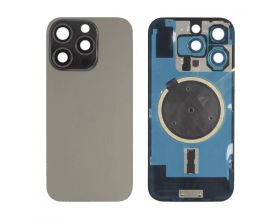 Задняя крышка (стекло) в сборе с рамкой для iPhone 16 Pro Оригинал (Black Titanium)