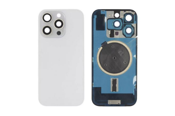 Задняя крышка (стекло) в сборе с рамкой для iPhone 16 Pro Оригинал (White Titanium)
