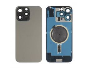 Задняя крышка (стекло) в сборе с рамкой для iPhone 16 Pro Max Оригинал (Black Titanium)