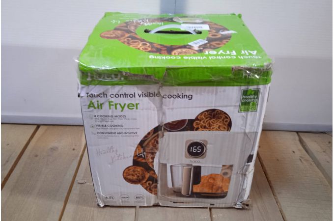 Аэрогриль HOCO HE22 4,5л, из боросиликатного стекла, с сенсорным экраном, БЕЛЫЙ (УЦЕНКА! МЯТАЯ УПАКОВКА)