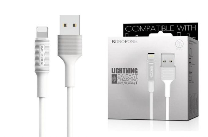 Кабель USB - Lightning BOROFONE BX1, 2,4A (белый) 1м