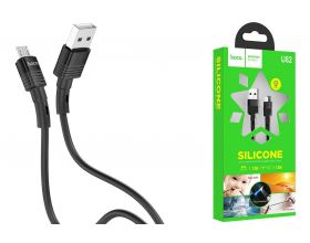 Кабель USB - MicroUSB HOCO U82 2,4A (черный) 1,2м (силикон)