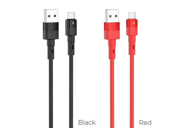 Кабель USB - MicroUSB HOCO U82 2,4A (черный) 1,2м (силикон)