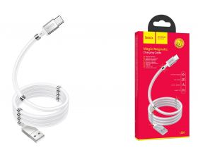 Кабель USB - USB Type-C HOCO U91, 3A (белый) 1м (магнитные вставки)