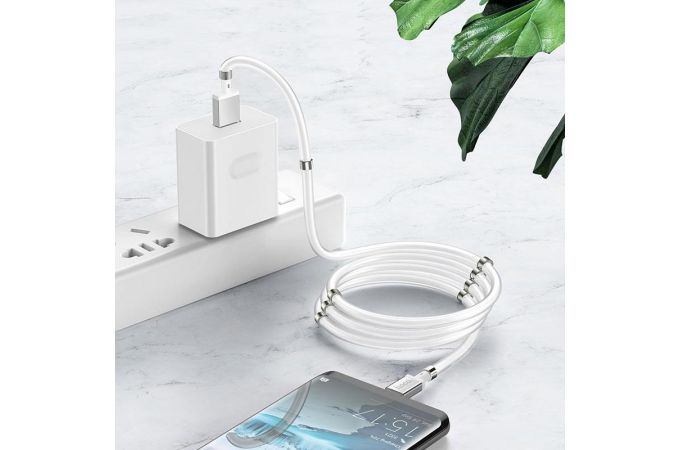 Кабель USB - USB Type-C HOCO U91, 3A (белый) 1м (магнитные вставки)