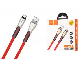 Кабель USB - MicroUSB HOCO U48 2,4A (красный) 1,2м (в оплетке)