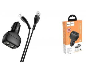 Автомобильное зарядное устройство АЗУ 2USB + кабель Lightning HOCO Z36 2100mAh (черный)