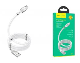 Кабель USB - MicroUSB HOCO U91 2A (белый) 1м (магнитный)