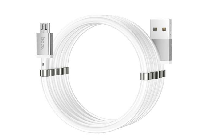 Кабель USB - MicroUSB HOCO U91 2A (белый) 1м (магнитный)