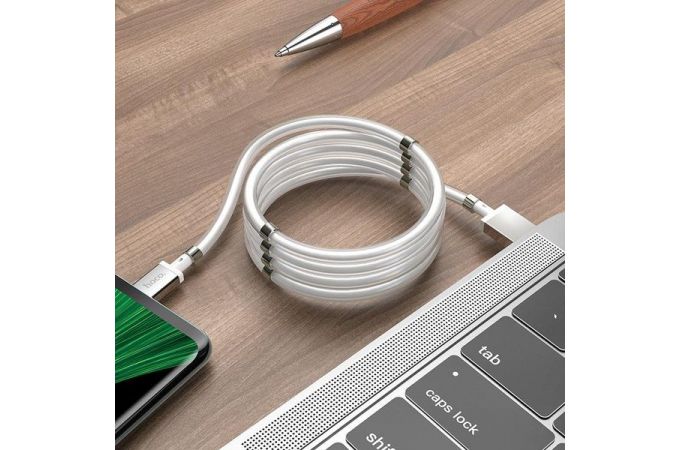 Кабель USB - MicroUSB HOCO U91 2A (белый) 1м (магнитный)