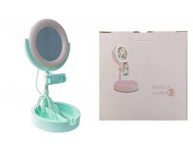 Кольцевая лампа настольная К-3 (16 см) для фото и видеосъемки с креплением телефона и зеркалом (зеленый)