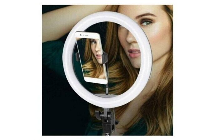 Кольцевая лампа напольная (30 см) для фото и видеосъемки QX300/XP305  (черный) с пультом уп (без т