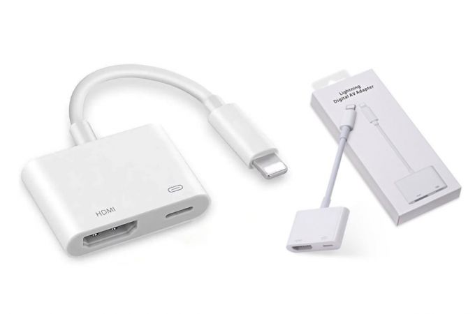 Переходник Орбита OT-AVW53 15 см (штекер Lightning - гнездо HDMI/Lightning) (белый)