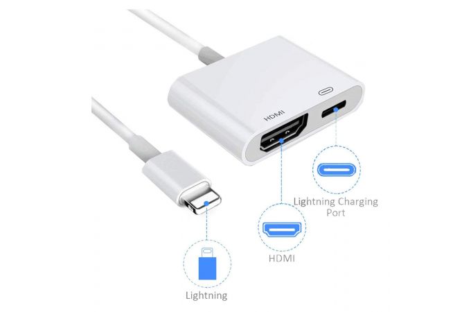 Переходник Орбита OT-AVW53 15 см (штекер Lightning - гнездо HDMI/Lightning) (белый)