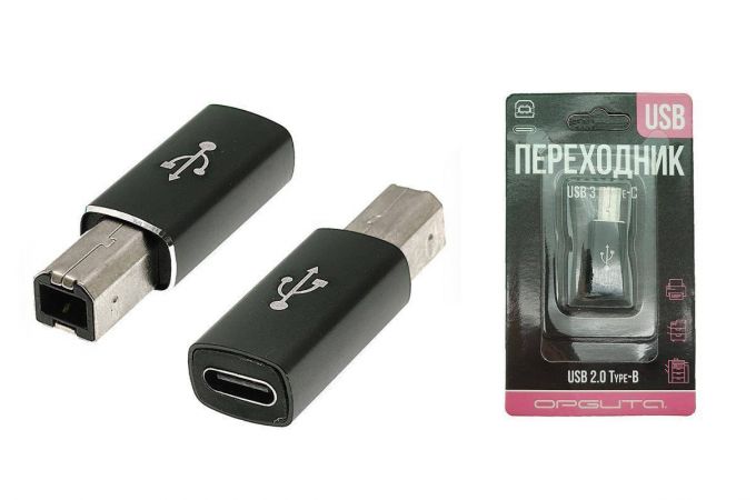Переходник Орбита OT-PCC31 (штекер USB-В 2.0 - гнездо TYPE-C) (черный)