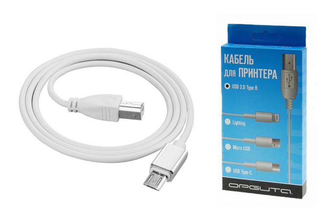 Кабель для принтера Орбита OT-PCC29 USB-В 2.0-microUSB 1.5м (белый)