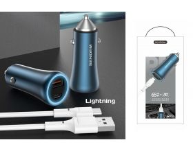 Автомобильное зарядное устройство АЗУ USB + кабель Lightning SENDEM D10 (PD18+QC3.0,4000mA)